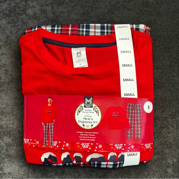 NWT Member's Mark Family Sleep Men's 2-Piece Pajama Set- Let It Snow - Picture 8 of 10
